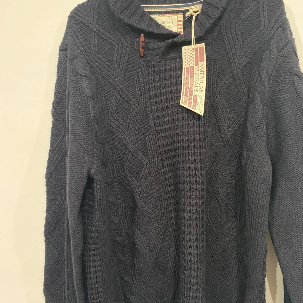 American Threads Men's Black Long Sleeve Knit Pullover Sweater Size XL